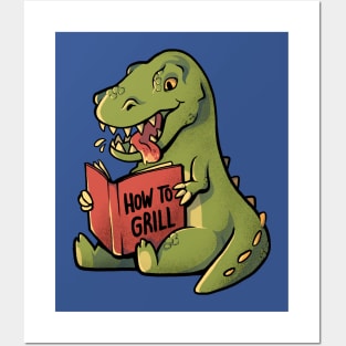 How to Grill  - Funny Cute Dino Gift Posters and Art